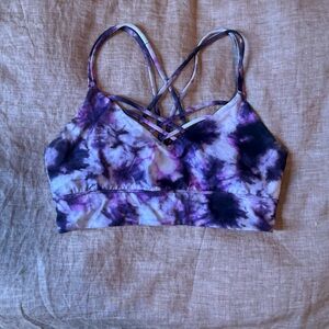 JoyLab Purple & Navy Tie-Dye Strappy Sports Bralette